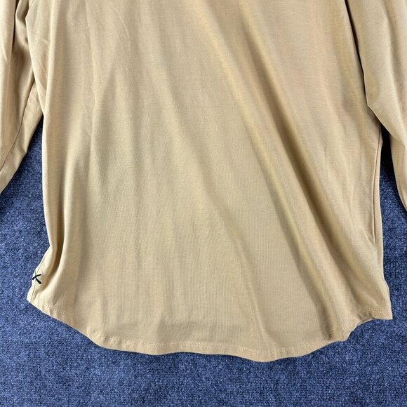 Cuts Active Top Womens Large Elongated Tee Pullover Long Sleeve Gold Stretch - Picture 2 of 8